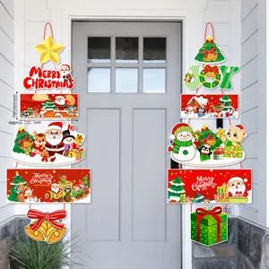 Weihnachtliche Türbanner mit Weihnachtsmann und Schneemann für festliche Partydeko