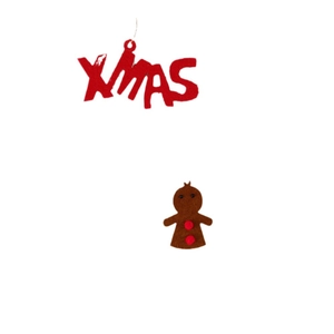 Christmas felt ornaments set with XMAS letter sign and brown gingerbread man hanger