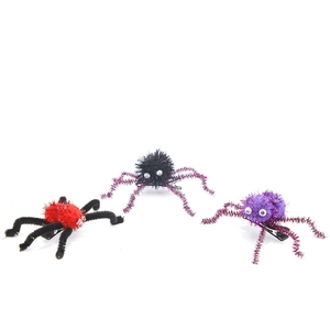 Halloween spider hair clip set with purple and red plush decor for party dress up