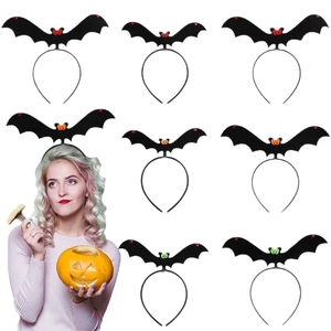 Set of Halloween bat headbands with colorful sequins for party costume and festive decor