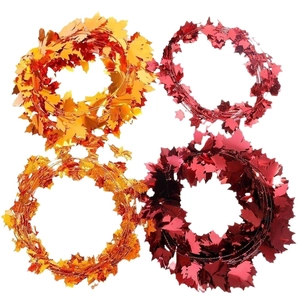 Thanksgiving maple leaf garlands set in four autumn colors for festive party decoration