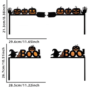 Detailed size parameters for Halloween pumpkin and witch silhouette corner door frame decor