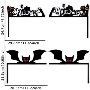 Detail view of Halloween door frame corner stickers with bats and owl silhouettes