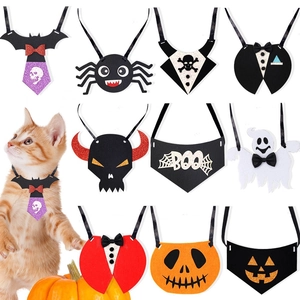 Halloween Pet Costume Felt Bandana Bow Tie For Cats And Dogs Pumpkin Ghost Bat Skull Spider Party Neck Decoration
