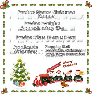 Specifications of Christmas bunting banner showing 30x30cm size and 40g weight details