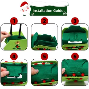 Christmas tree felt gift bag assembly guide with six-step DIY installation instructions
