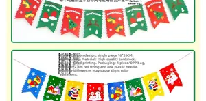 Detail view of cartoon Christmas banner with Merry Christmas letters and snowman patterns