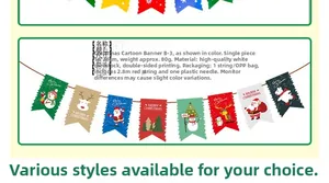 Detailed Christmas paper banner specs featuring Santa and reindeer cartoon patterns