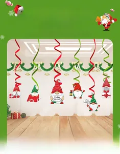 Décorations de Noël en spirale avec gnomes festifs et cartes Merry Christmas rouges et vertes