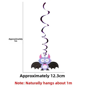 Detailed view of purple Halloween bat spiral charm with size specs 1m length and 12.3cm width