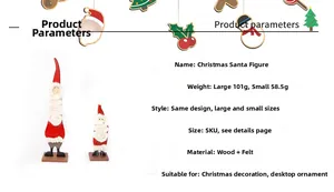 Detailed view of handmade felt and wood Christmas snowman ornaments for festive table decor