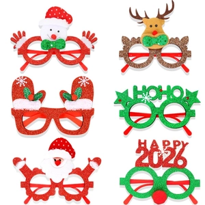 6er-Set festliche Weihnachtsbrillen mit Motiven von Weihnachtsmann, Rentier und Schneemann