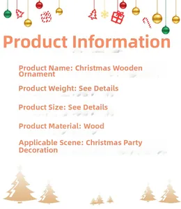 Detailed specification chart for wooden Christmas ornaments and holiday party decorations