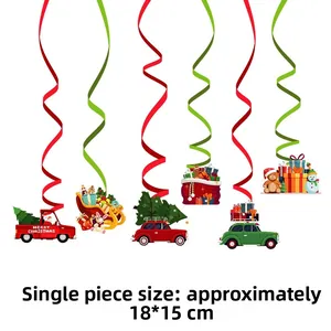 Détails de décorations de Noël en spirale avec voitures et traîneaux, taille 18x15 cm