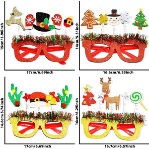 Four pack of Christmas themed glitter glasses frames for festive holiday party dress up
