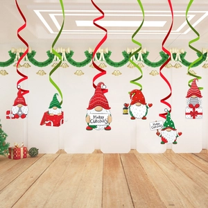 Décorations de Noël spirales avec des gnomes festifs et des panneaux Merry Christmas