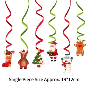 Décorations de Noël suspendues en spirale avec Père Noël et Renne motifs 19x12cm