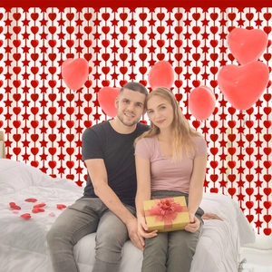 Rideaux de pluie rouges cœurs et étoiles pour décoration de mariage et Saint-Valentin