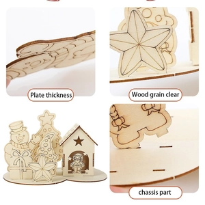 DIY Christmas wooden snowman house ornament with laser-cut details and assembly guide