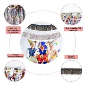 Banner de estrellas y cortina de flecos láser para decoraciones de fiestas infantiles