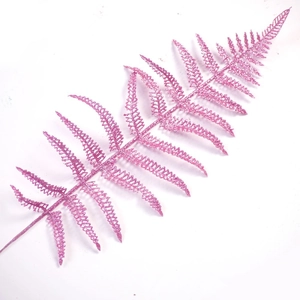 Pink glitter decorative Persian fern leaf branch for Christmas tree and party decor