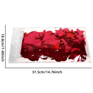 Guirlande d'étoiles et cercles rouges métallisés sur carton, taille 37,5cm x 18,8cm