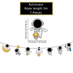 Astronaut theme graduation banner decorations showing rope length and pendant dimensions