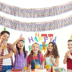 Guirnalda de Seda de Lluvia con Borlas de Estrellas Pancarta de Flecos de PET para Fiesta de Cumpleaños Halloween Celebración Decoraciones Metálicas