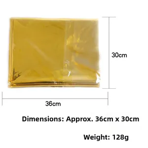Detail of rose gold foil tablecloth in 36x30cm packaging for party decor