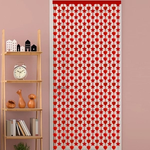 Rideau de franges rouge avec cœurs et étoiles pour décoration de mariage et de fête