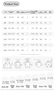 Guide des tailles détaillé pour ensemble sweat et pantalon garçon style académie 80-140