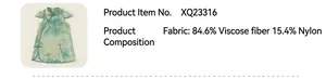 Detailed fabric composition of the Chinese style children outfit showing viscose and nylon blend