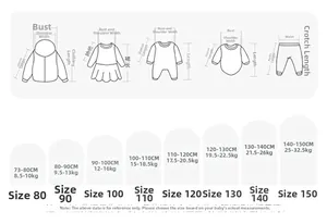 Detailed size chart for children's forest style hollow light dresses and outfits