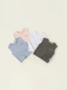 T-Shirt Sans Manches en Coton pour Enfants Débardeur Décontracté d'Été Avec Imprimé Lettres Cute Baby Col Rond Gilet pour Garçons Filles