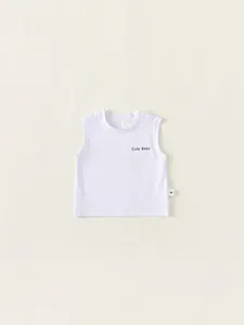 T-shirt sans manches minimaliste en coton blanc pour bébé avec imprimé Cute Baby