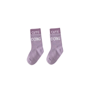 Set di 5 paia di calze sportive in cotone viola per bambini con motivo a lettere CUTE DOING