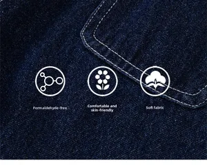 Close-up of skin-friendly dark blue denim fabric with high-quality stitching detail