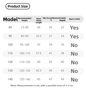 Detailed size chart for children denim overalls with height and length measurements