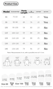 Detailed size chart for boys joggers showing height weight and garment measurements