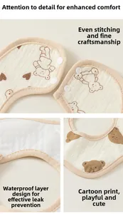 Détails du bavoir en coton pour bébé montrant les boutons-pression et la couche étanche