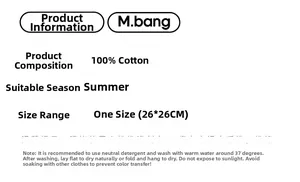 Guide des tailles et conseils de lavage pour bavoirs 100% coton, 26x26cm style d'été