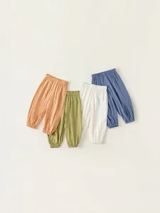 Kids Mosquito Pants Viscose Lightweight Breathable Lantern Pants For Toddler Boys Girls Casual Summer Solid Color Long Trousers