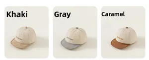 Detailed comparison of breathable baby baseball caps in khaki, grey, and caramel colors