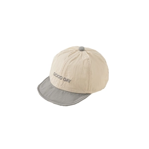Kids baseball cap in beige and gray with Good Day embroidery for sun protection