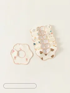 Bavoirs pour Bébé en Gaze de Coton Douce Forme de Pétale de Fleur Rotative à 360 Degrés Serviettes de Salive pour Nourrissons et Tout-Petits Imprimés Imperméables avec Bouton Pression Ajustables