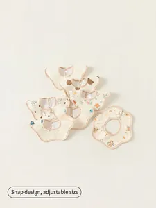 Bavoirs imperméables en coton pour bébés avec boutons-pression et motifs d'ours