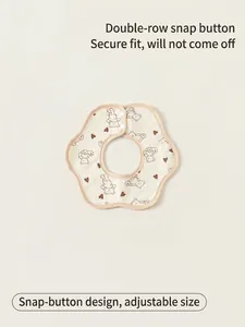 Bavoir imperméable en coton avec motif ours et boutons-pression réglables pour bébé