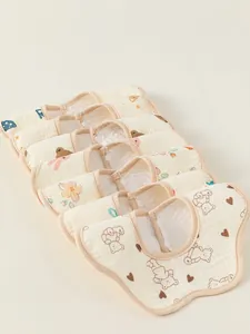 Lot de 6 bavoirs bébé en coton doux avec boutons-pression et motifs mignons