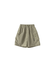 Olijfgroene cargo shorts voor jongens met elastische taille en duurzame ripstop stof