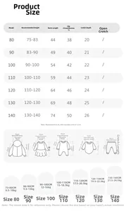 Tableau des tailles détaillé pour pantalon anti-moustique enfant avec guide de mesure